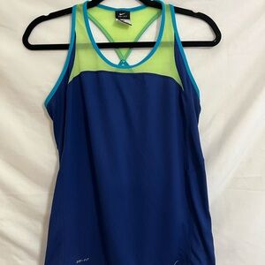 Nike Blue and Yellow Dri-FIT Tank Top